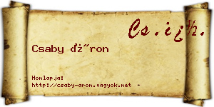 Csaby Áron névjegykártya